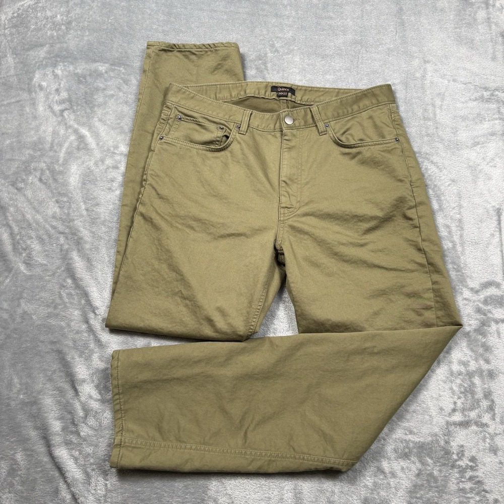 Quince Comfort Stretch Traveler 5 Pocket Pants Mens 34x30 Olive Chino Pant